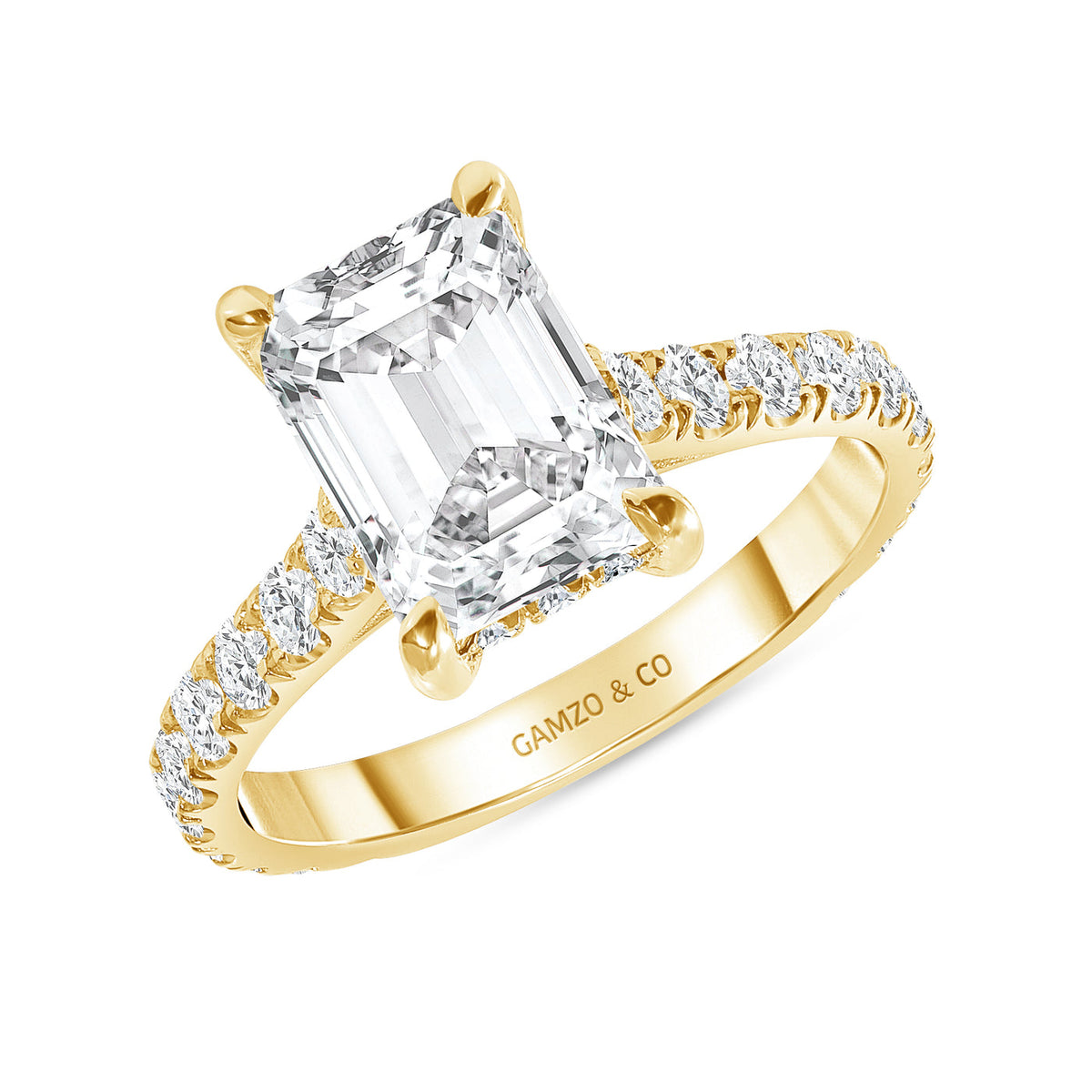 EMERALD CUT NATURAL DIAMOND ENGAGEMENT RING. HIDDEN HALO SETTING (GIA CERTIFIED)