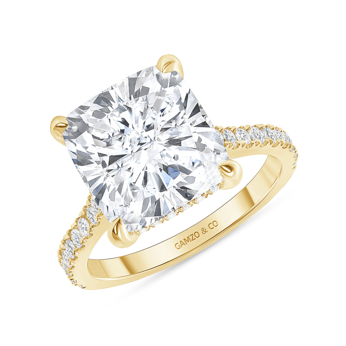 CUSHION CUT NATURAL DIAMOND ENGAGEMENT RING. HIDDEN HALO (GIA CERTIFIED)