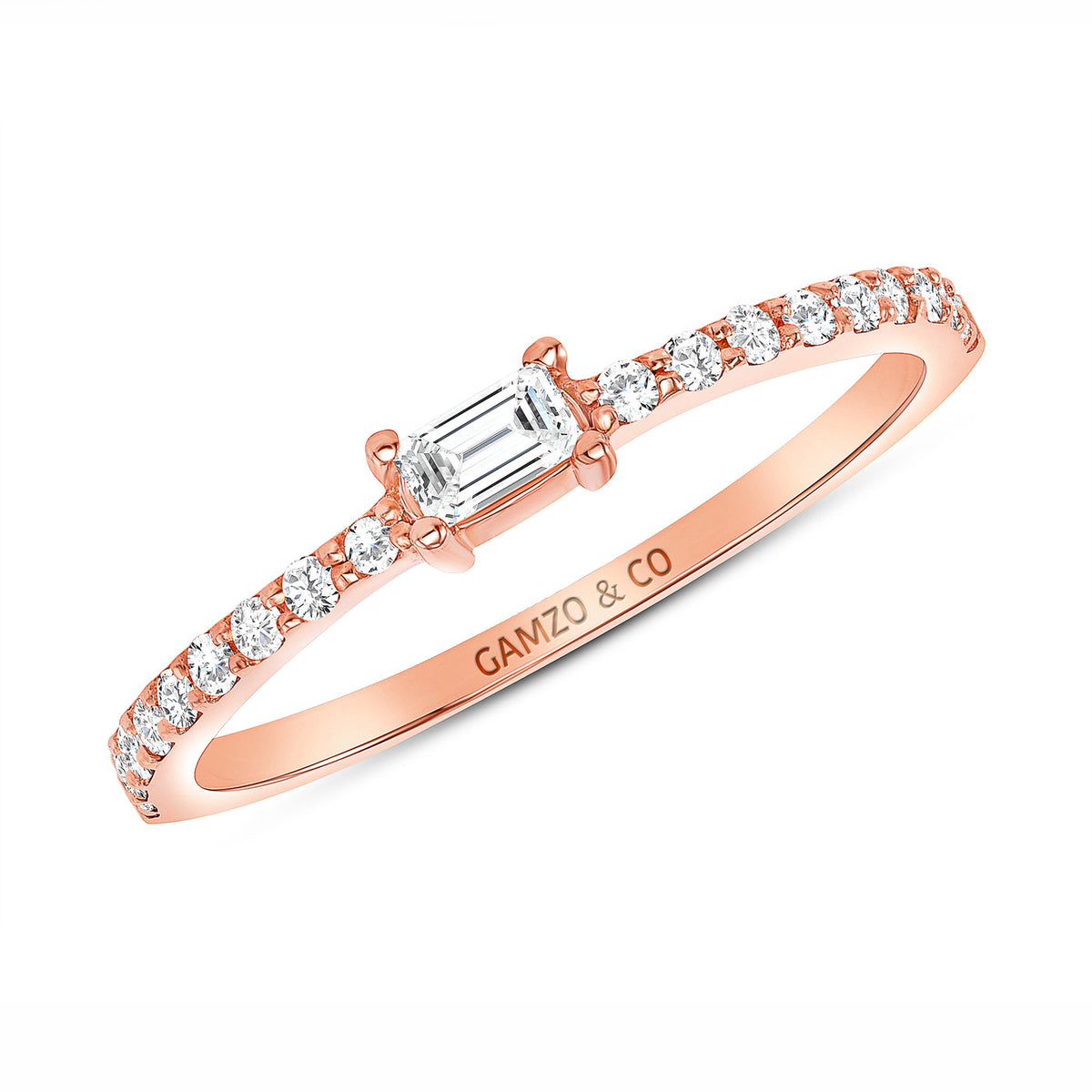 EMERALD DIAMOND CENTER STONE DIAMOND BAND