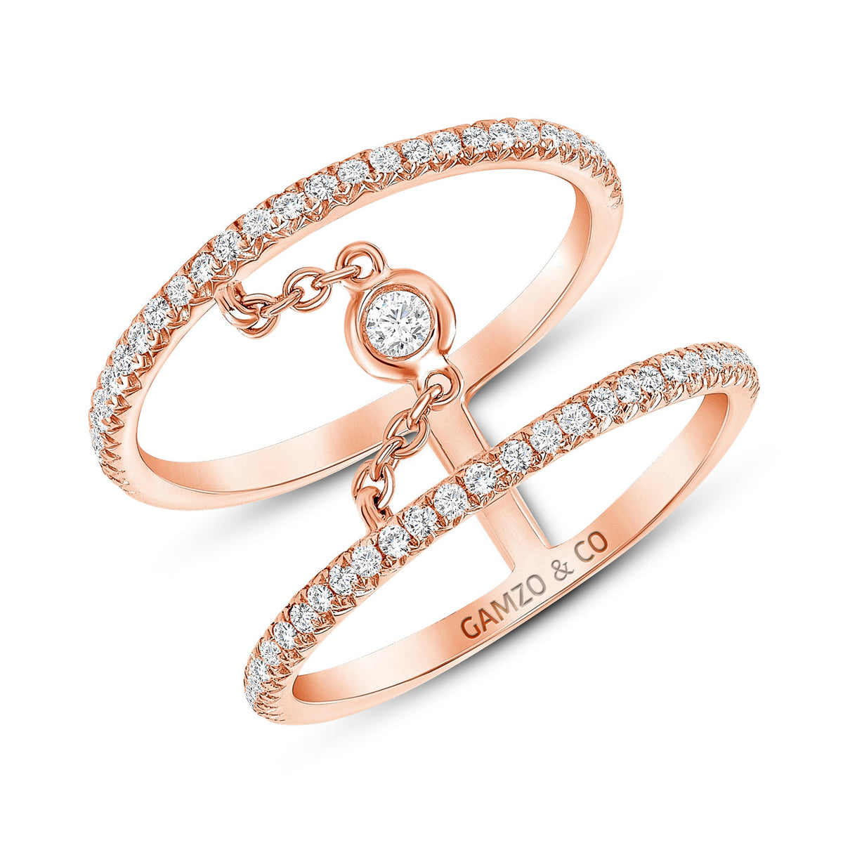 ROUND DIAMOND DOUBLE ROW FASHION RING