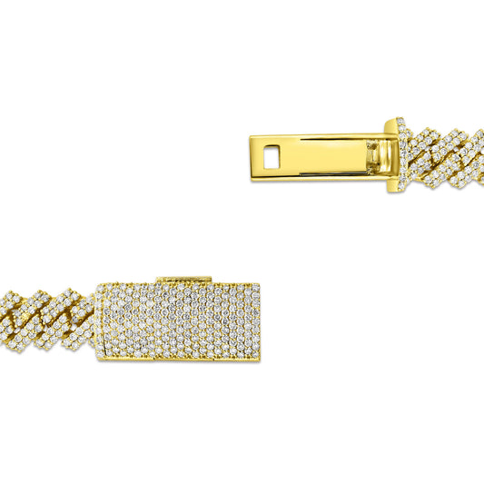 14K YELLOW GOLD NATURAL DIAMOND CUBAN BRACELET