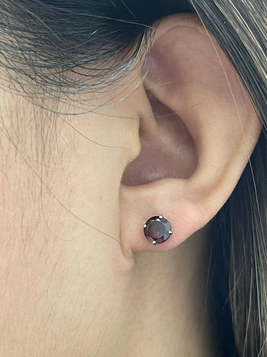 2.00CTTW DEEP RED GARNET NATURAL GEMSTONE STUD EARRINGS 14K GOLD PUSH-BACKS