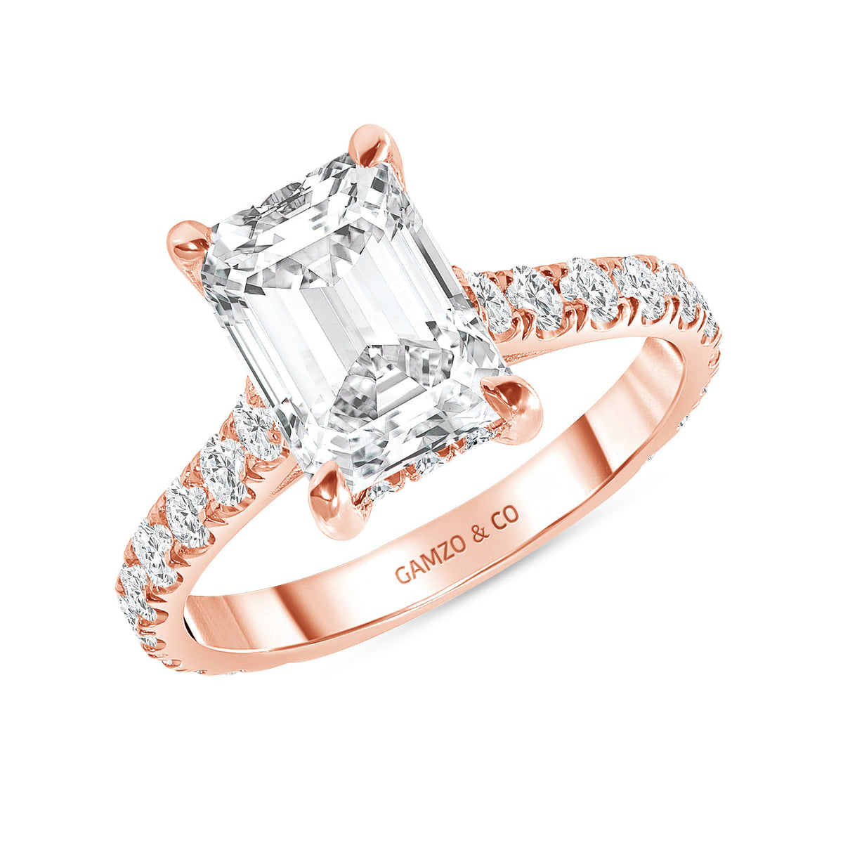 EMERALD CUT NATURAL DIAMOND ENGAGEMENT RING. HIDDEN HALO SETTING (GIA CERTIFIED)
