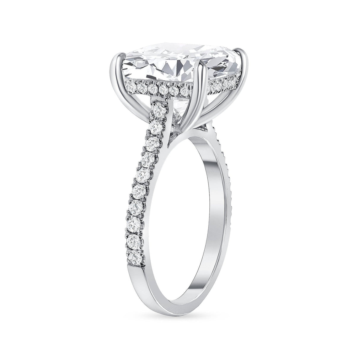 CUSHION CUT NATURAL DIAMOND ENGAGEMENT RING. HIDDEN HALO (GIA CERTIFIED)