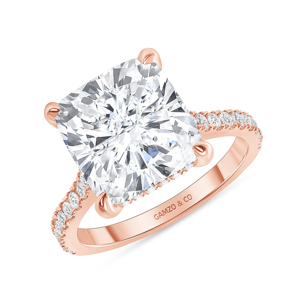 CUSHION CUT NATURAL DIAMOND ENGAGEMENT RING. HIDDEN HALO (GIA CERTIFIED)