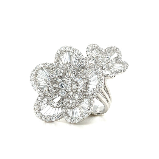 GOLD FLOWER NATURAL DIAMOND ENGAGEMENT RING, STATEMENT RING