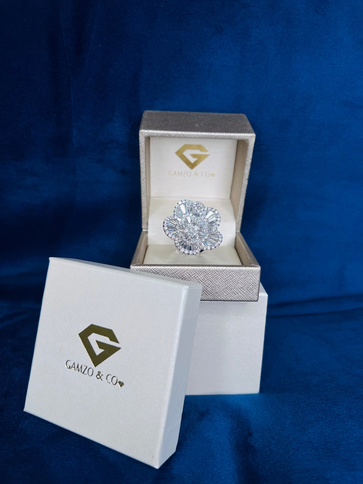 GOLD FLOWER NATURAL DIAMOND ENGAGEMENT RING, STATEMENT RING
