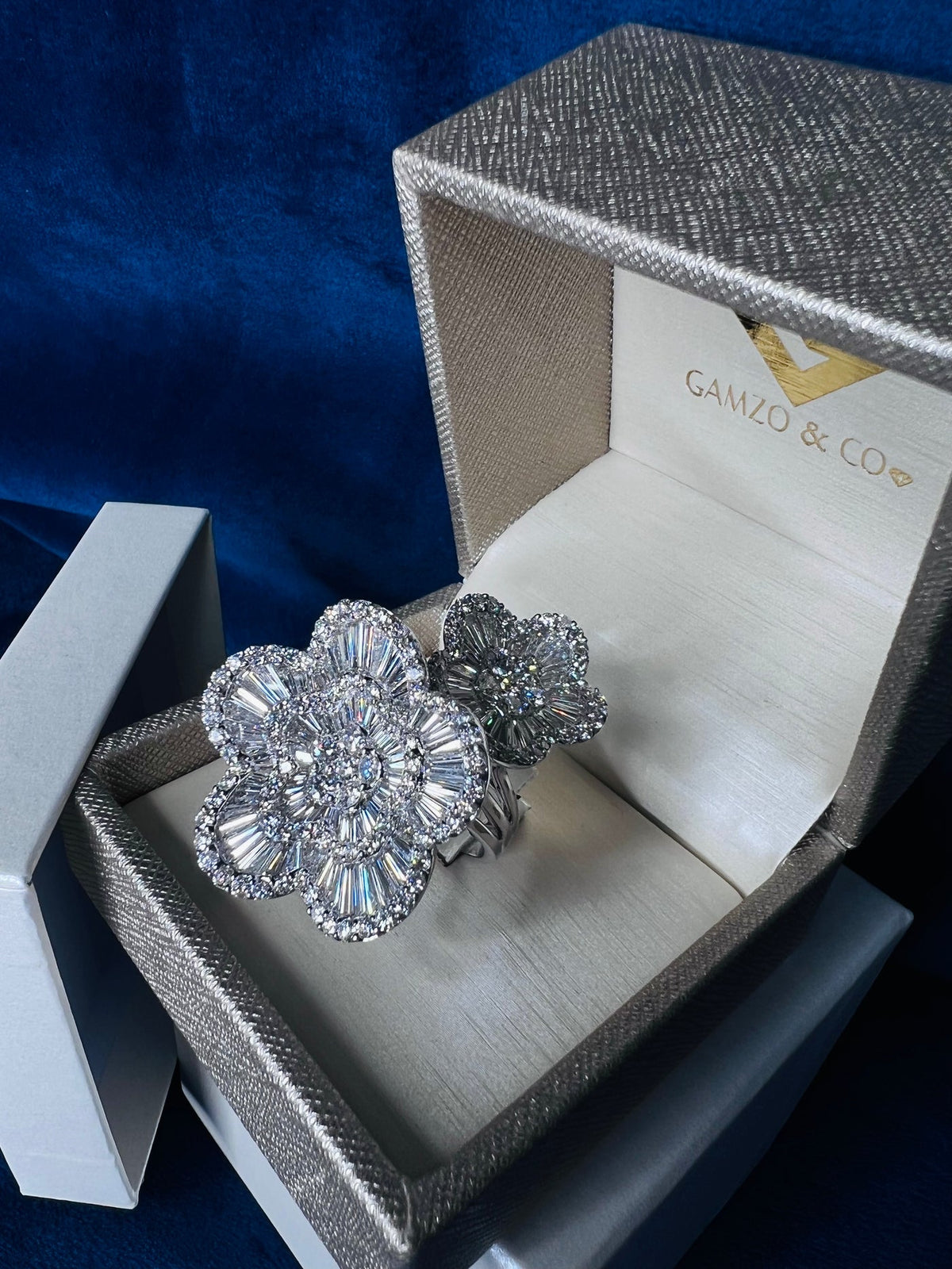 GOLD FLOWER NATURAL DIAMOND ENGAGEMENT RING, STATEMENT RING