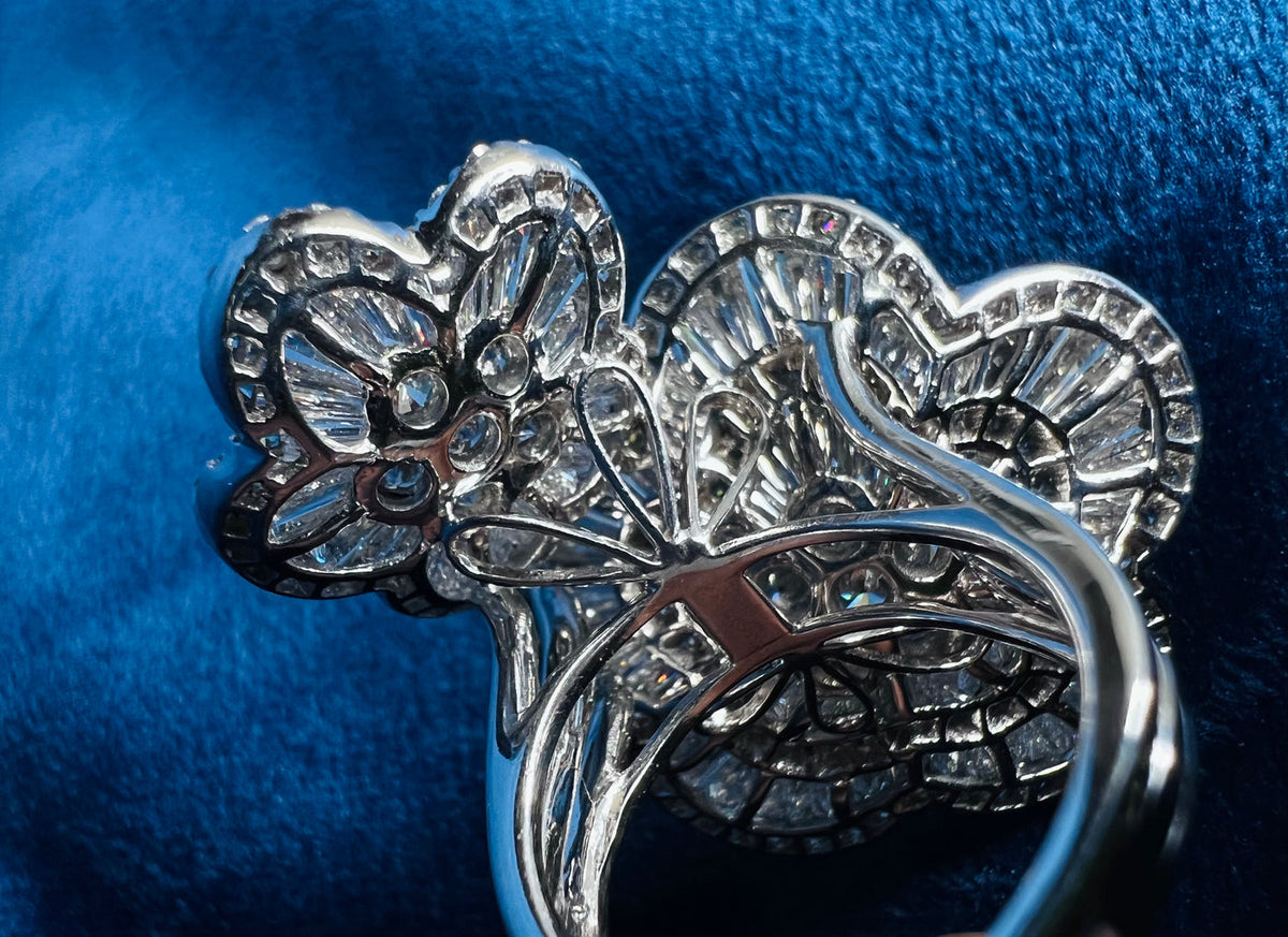 GOLD FLOWER NATURAL DIAMOND ENGAGEMENT RING, STATEMENT RING