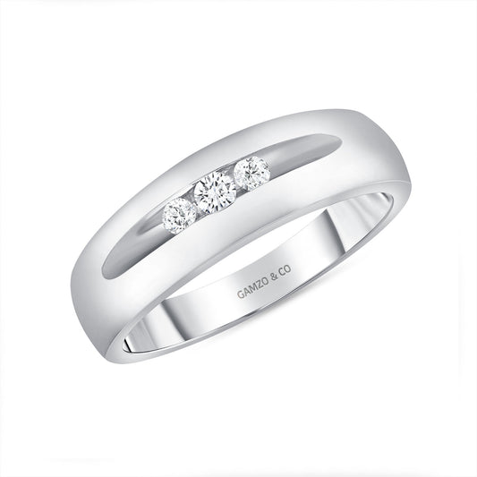 ROUND DIAMOND MEN'S THREE STONE RING