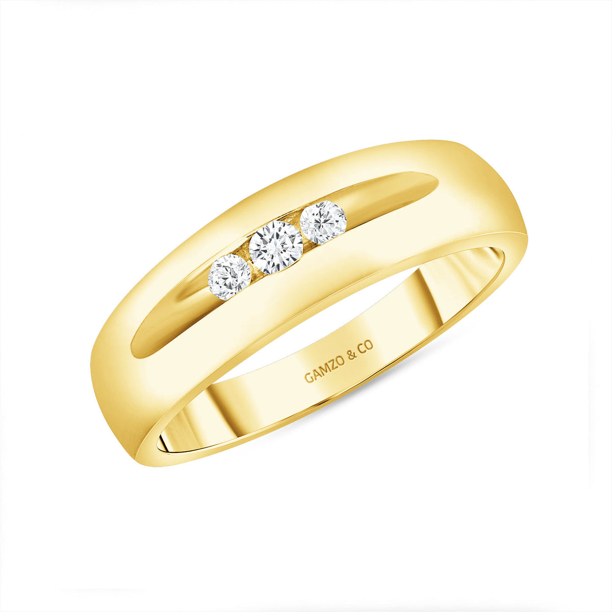 ROUND DIAMOND MEN'S THREE STONE RING