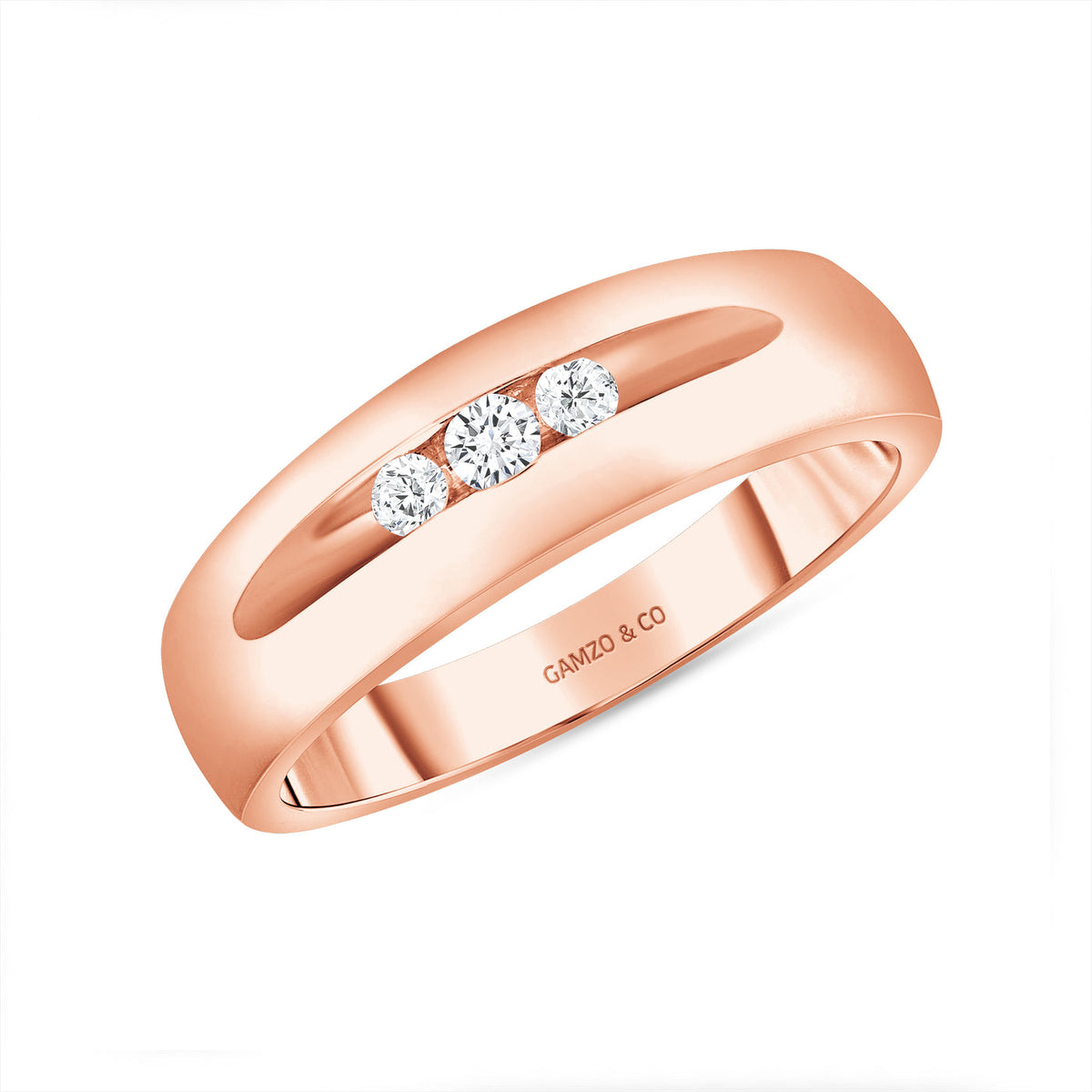 ROUND DIAMOND MEN'S THREE STONE RING