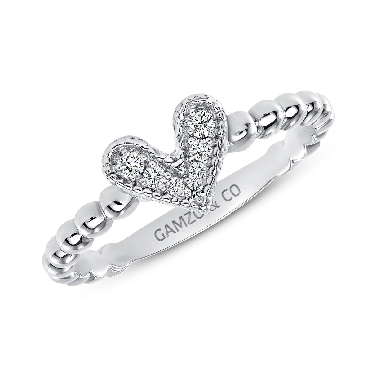 ROUND DIAMOND HEART BEADED FASHION RING