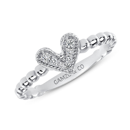 ROUND DIAMOND HEART BEADED FASHION RING
