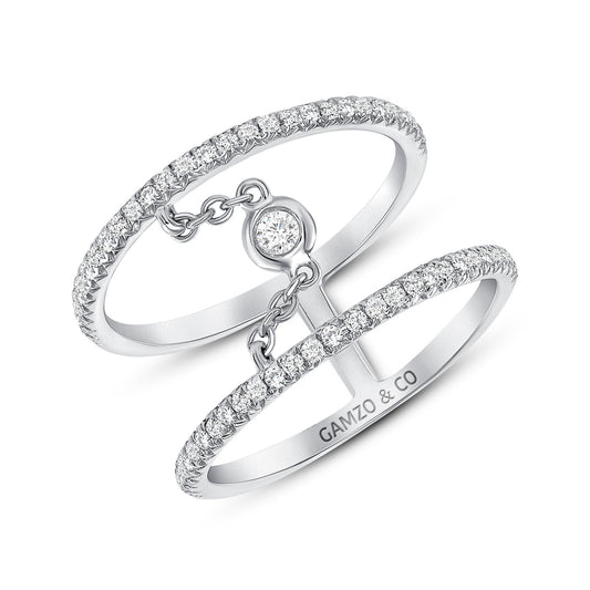 ROUND DIAMOND DOUBLE ROW FASHION RING
