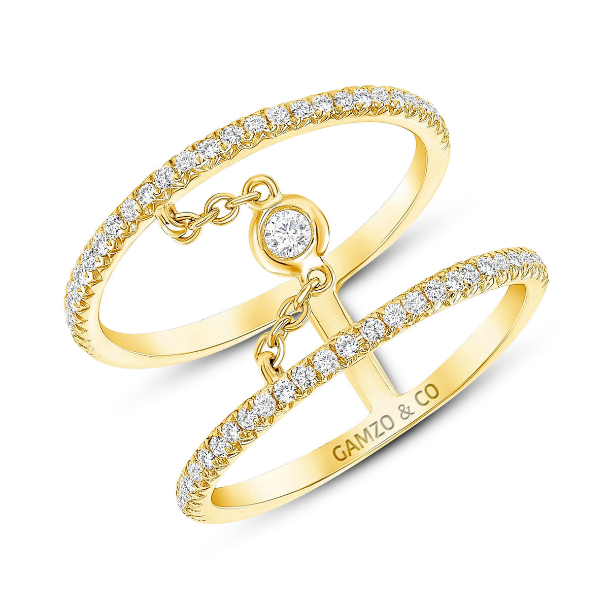 ROUND DIAMOND DOUBLE ROW FASHION RING