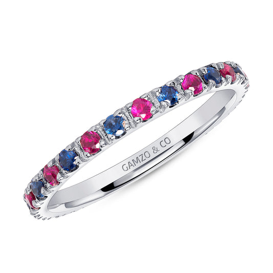 RUBY & SAPPHIRE STACKABLE ETERNITY RING