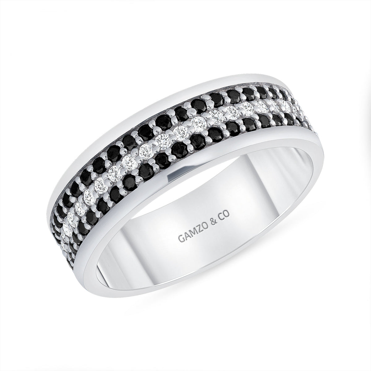ROUND-CUT NATURAL DIAMOND & BLACK DIAMOND ETERNITY BAND