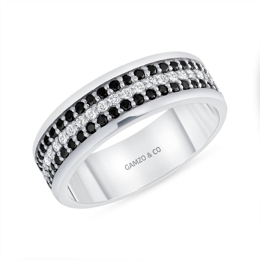 ROUND-CUT NATURAL DIAMOND & BLACK DIAMOND ETERNITY BAND
