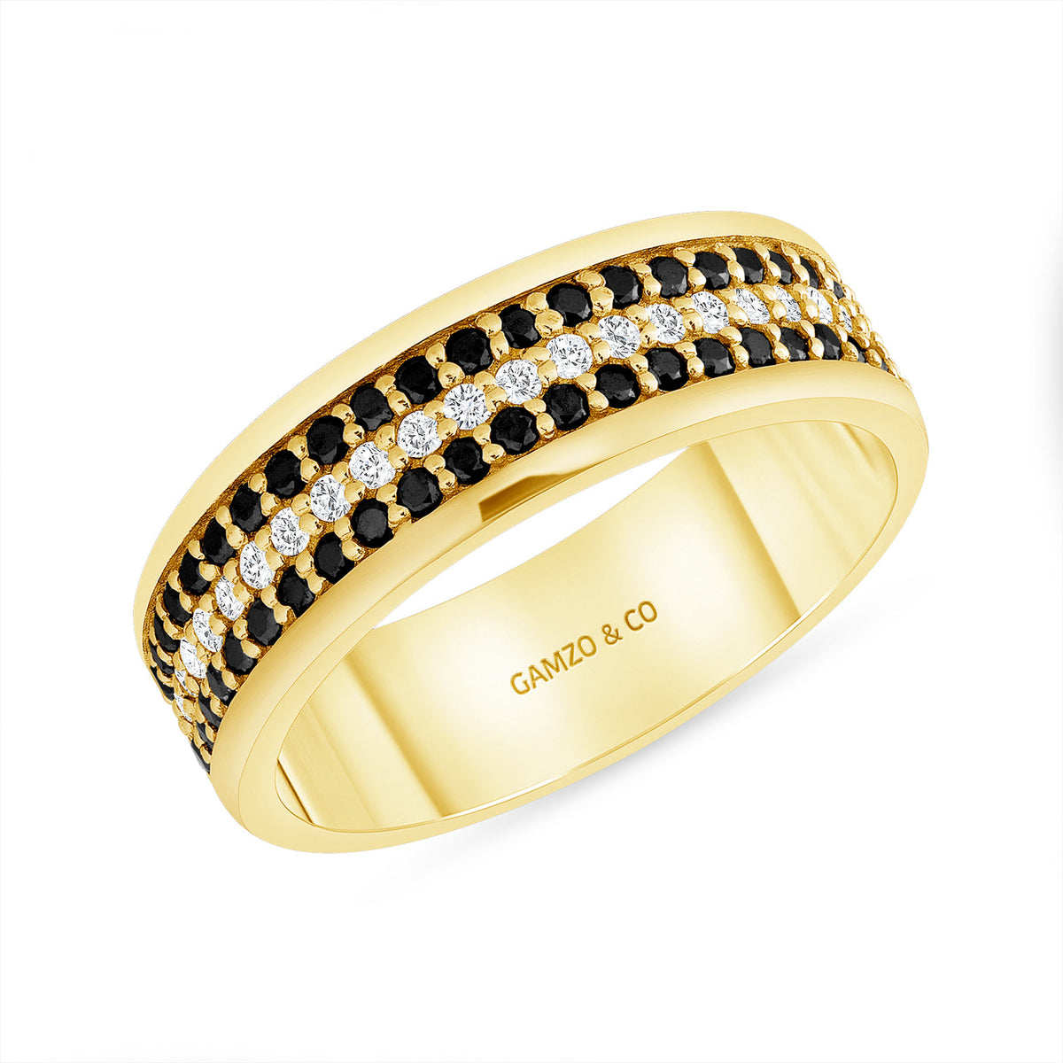 ROUND-CUT NATURAL DIAMOND & BLACK DIAMOND ETERNITY BAND