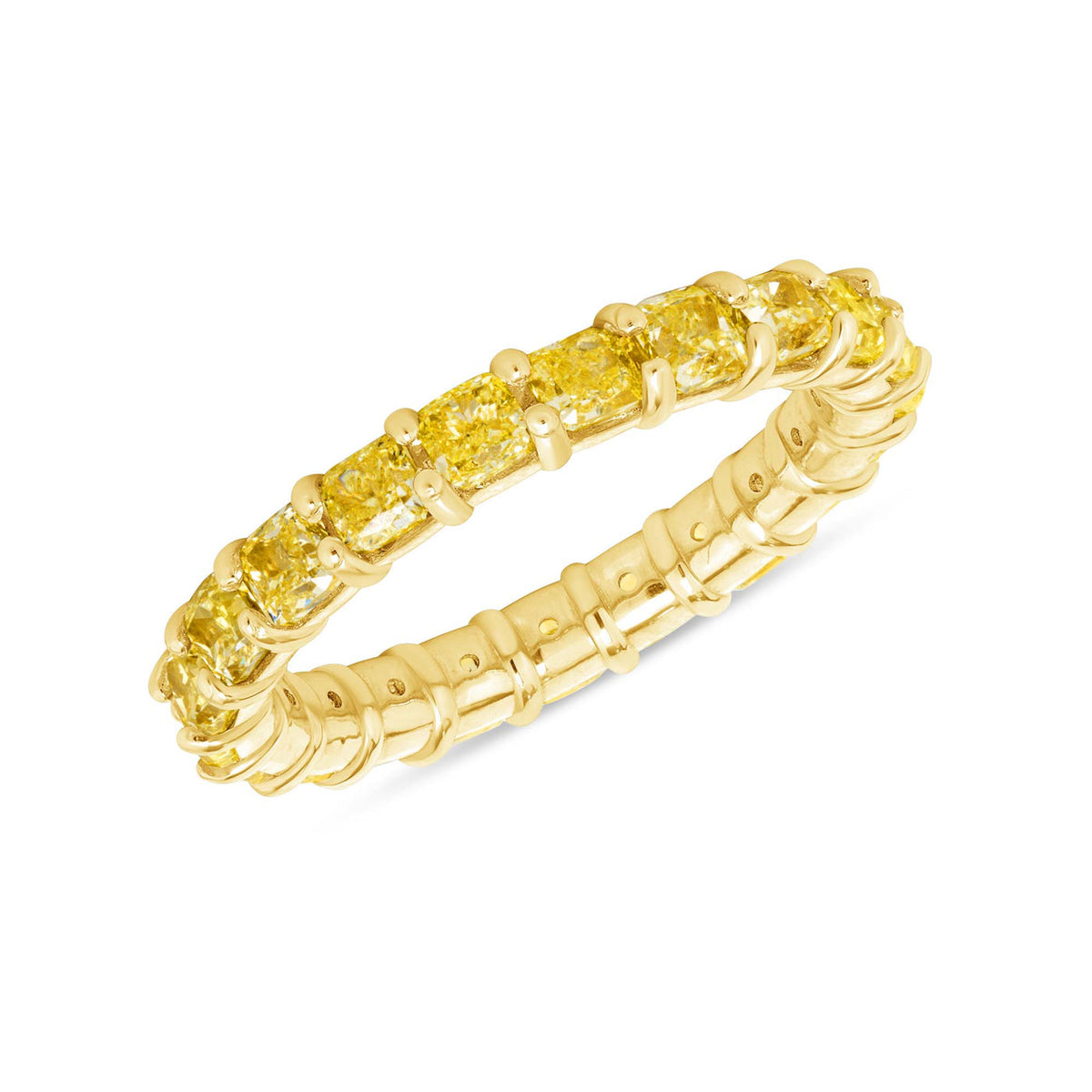 FANCY YELLOW CUSHION CUT NATURAL DIAMOND ETERNITY BAND