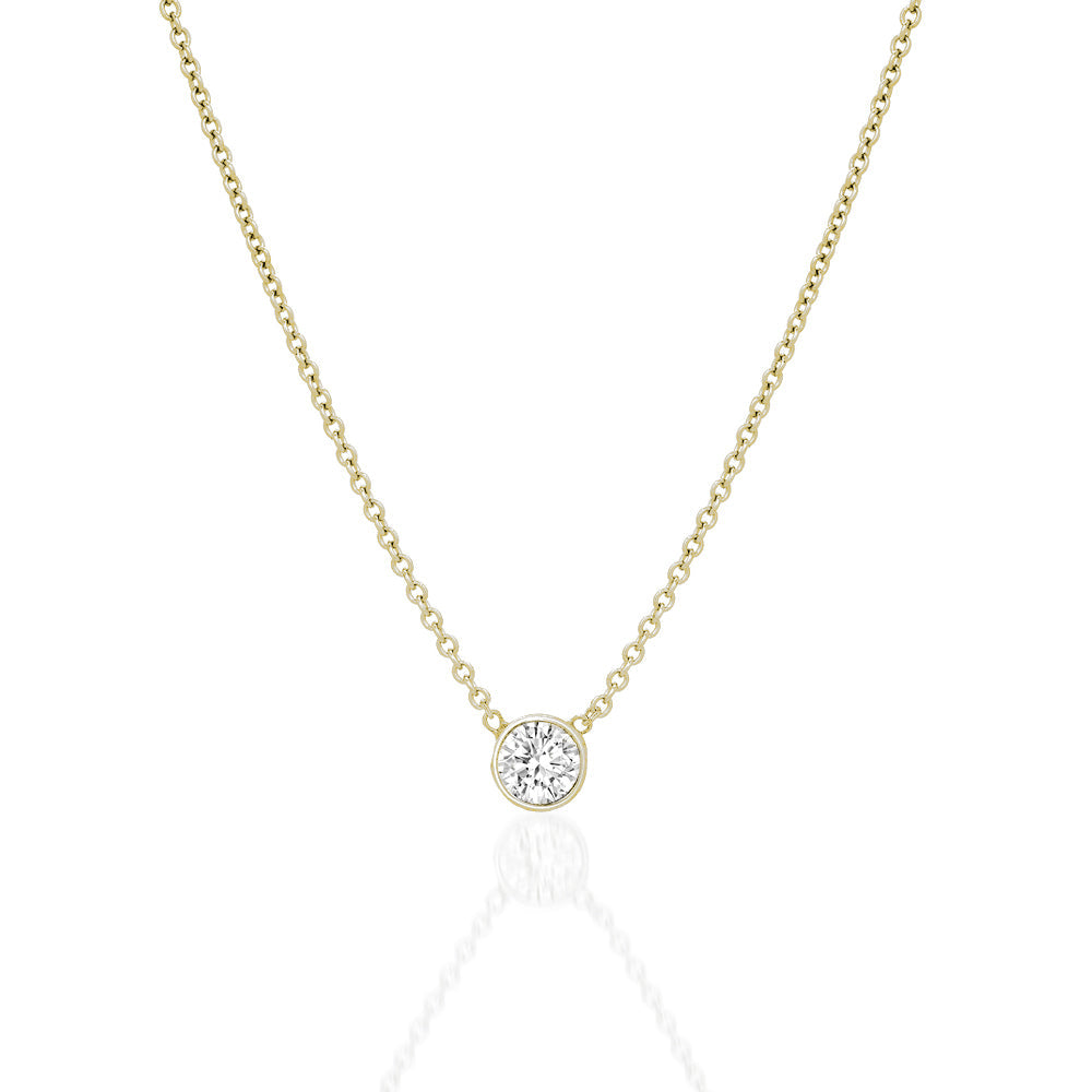 DIAMOND SOLITAIRE PENDANT, BEZEL SET NECKLACE