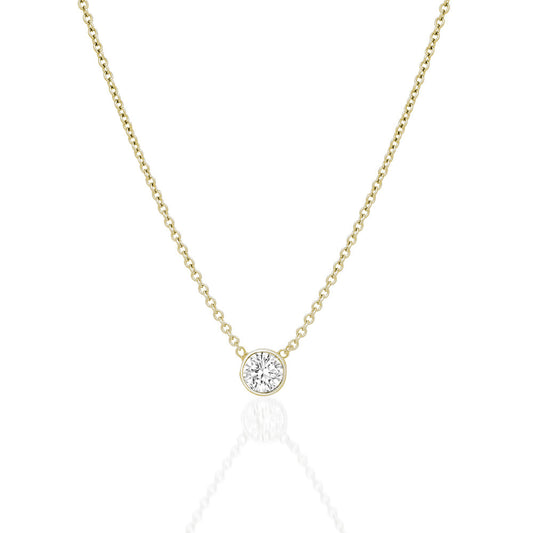 DIAMOND SOLITAIRE PENDANT, BEZEL SET NECKLACE