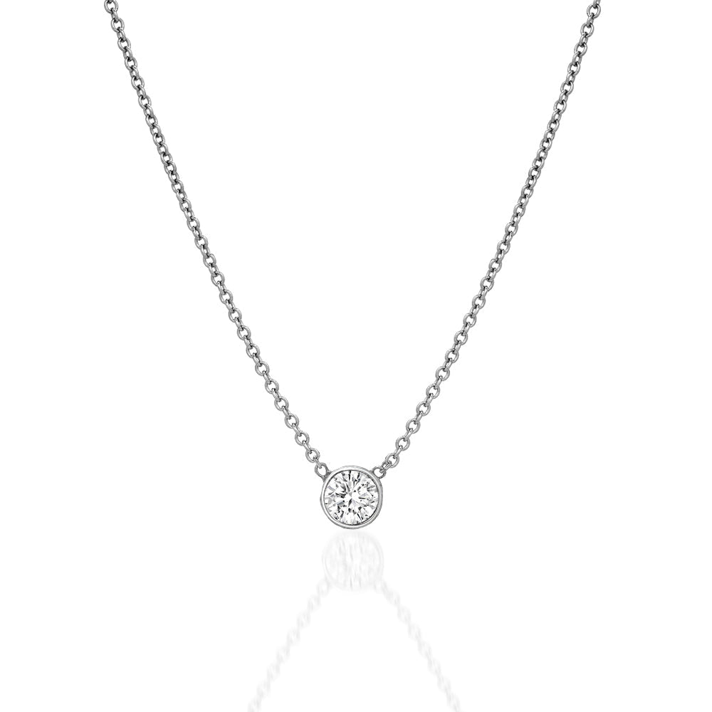 DIAMOND SOLITAIRE PENDANT, BEZEL SET NECKLACE