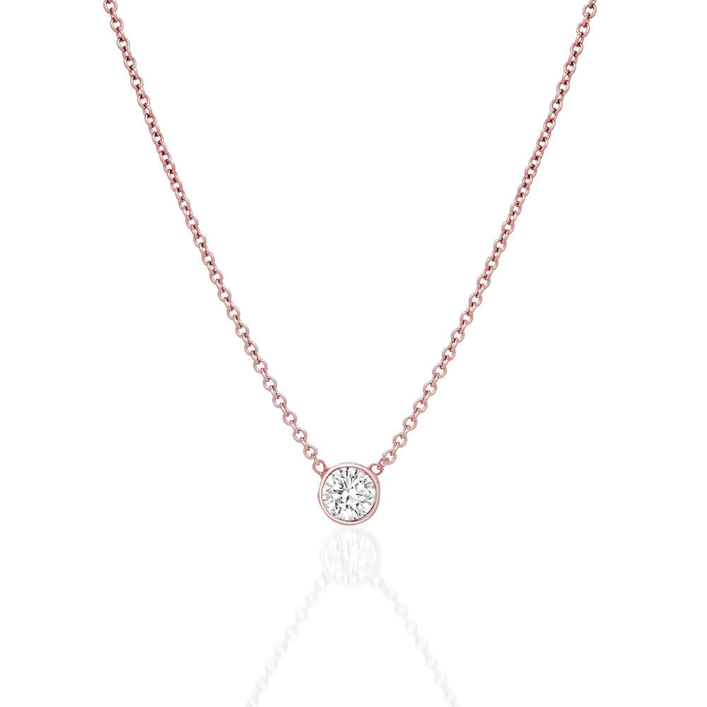DIAMOND SOLITAIRE PENDANT, BEZEL SET NECKLACE