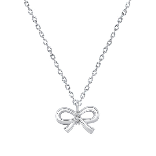 ROUND DIAMOND RIBBON PENDANT NECKLACE