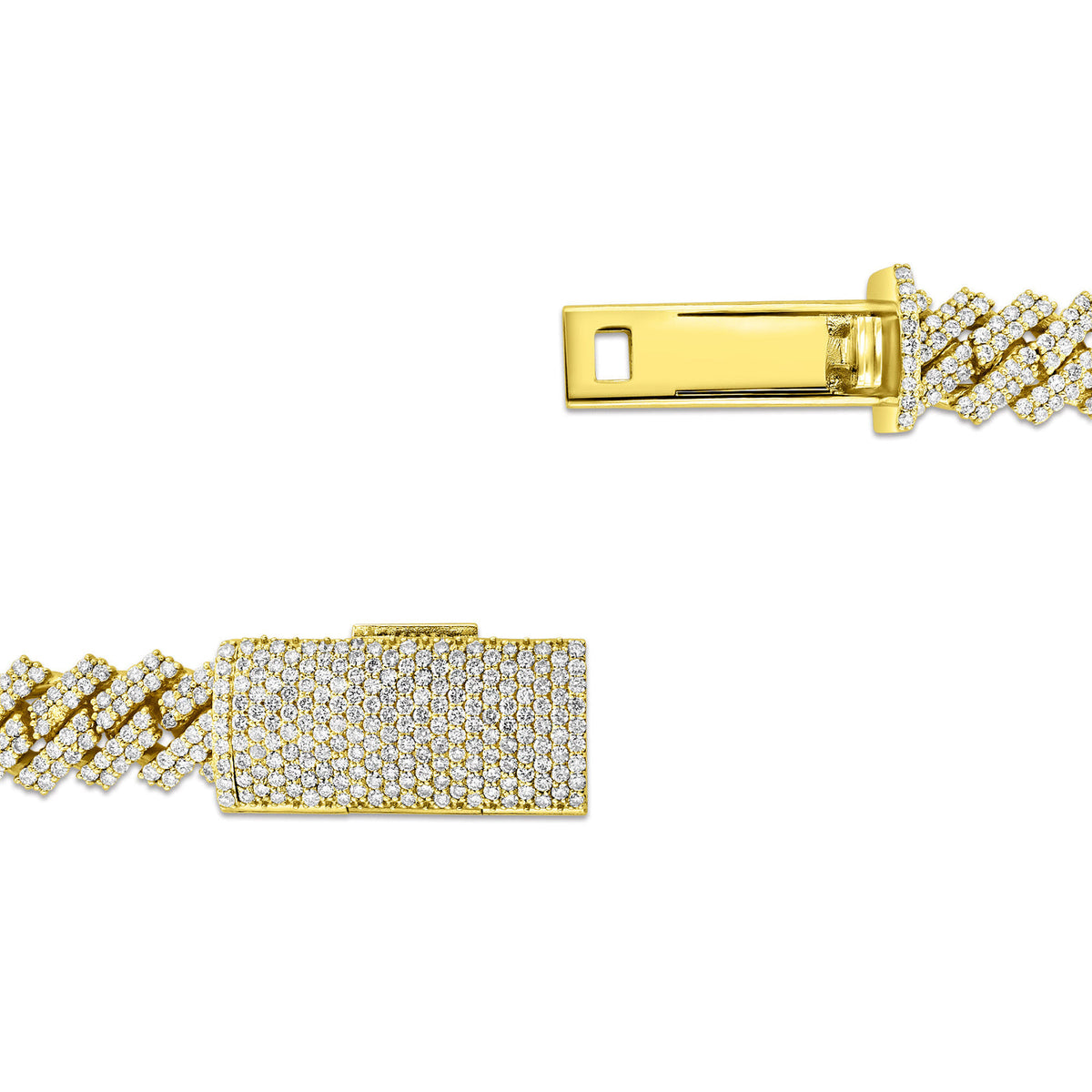 14K YELLOW GOLD NATURAL DIAMOND CUBAN BRACELET