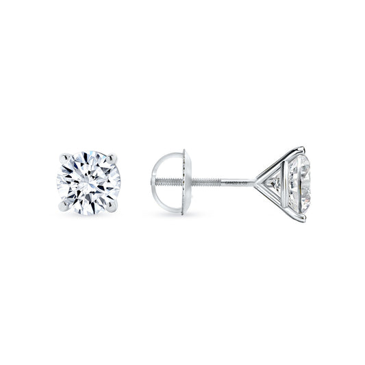 DIAMOND STUD EARRINGS - 4 PRONG SCREW BACK MARTINI SETTING