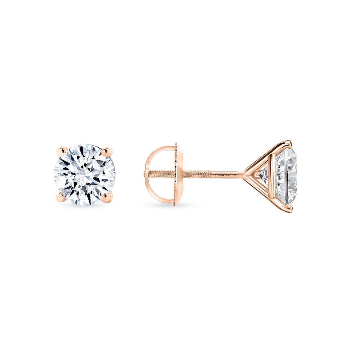 DIAMOND STUD EARRINGS - 4 PRONG SCREW BACK MARTINI SETTING