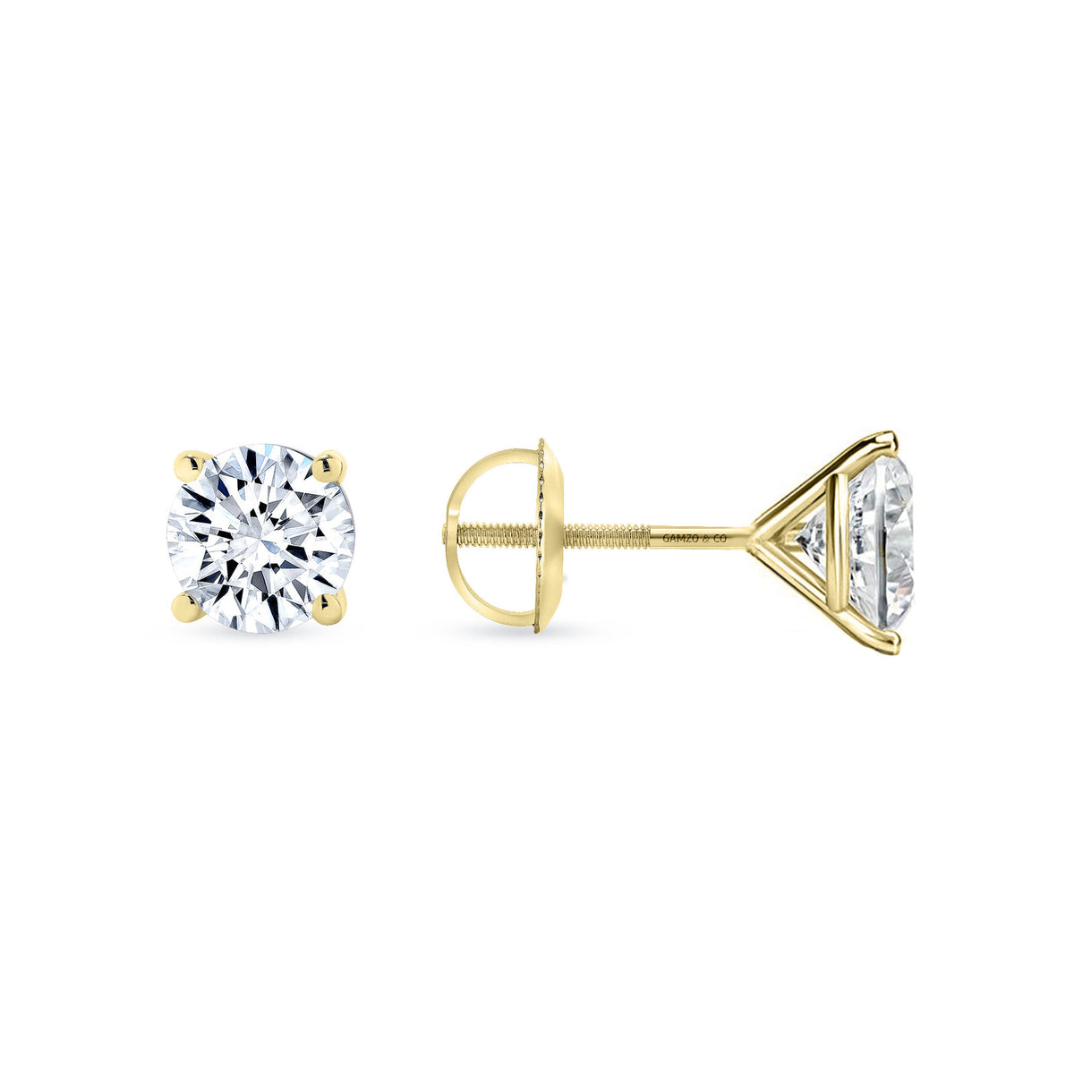 DIAMOND STUD EARRINGS - 4 PRONG SCREW BACK MARTINI SETTING