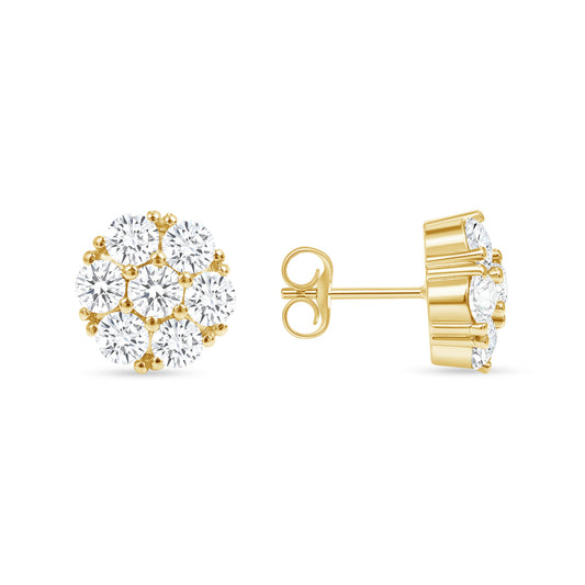 DIAMOND FLOWER CLUSTER PUSH BACK EARRINGS