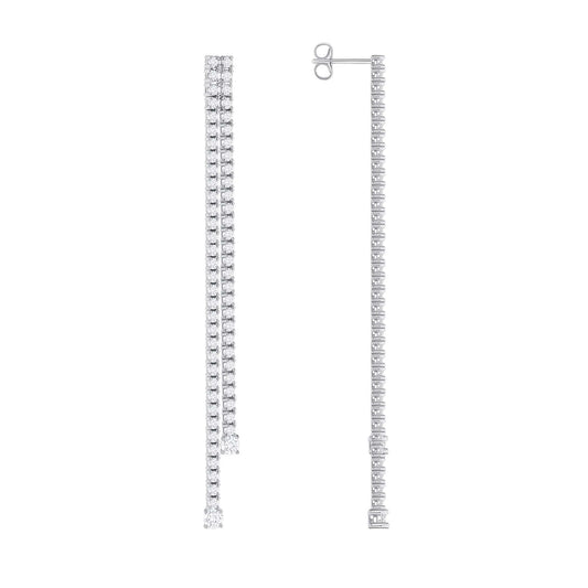 18K WHITE GOLD GRADUATING DROP EARRINGS WITH ROUND DIAMONDS