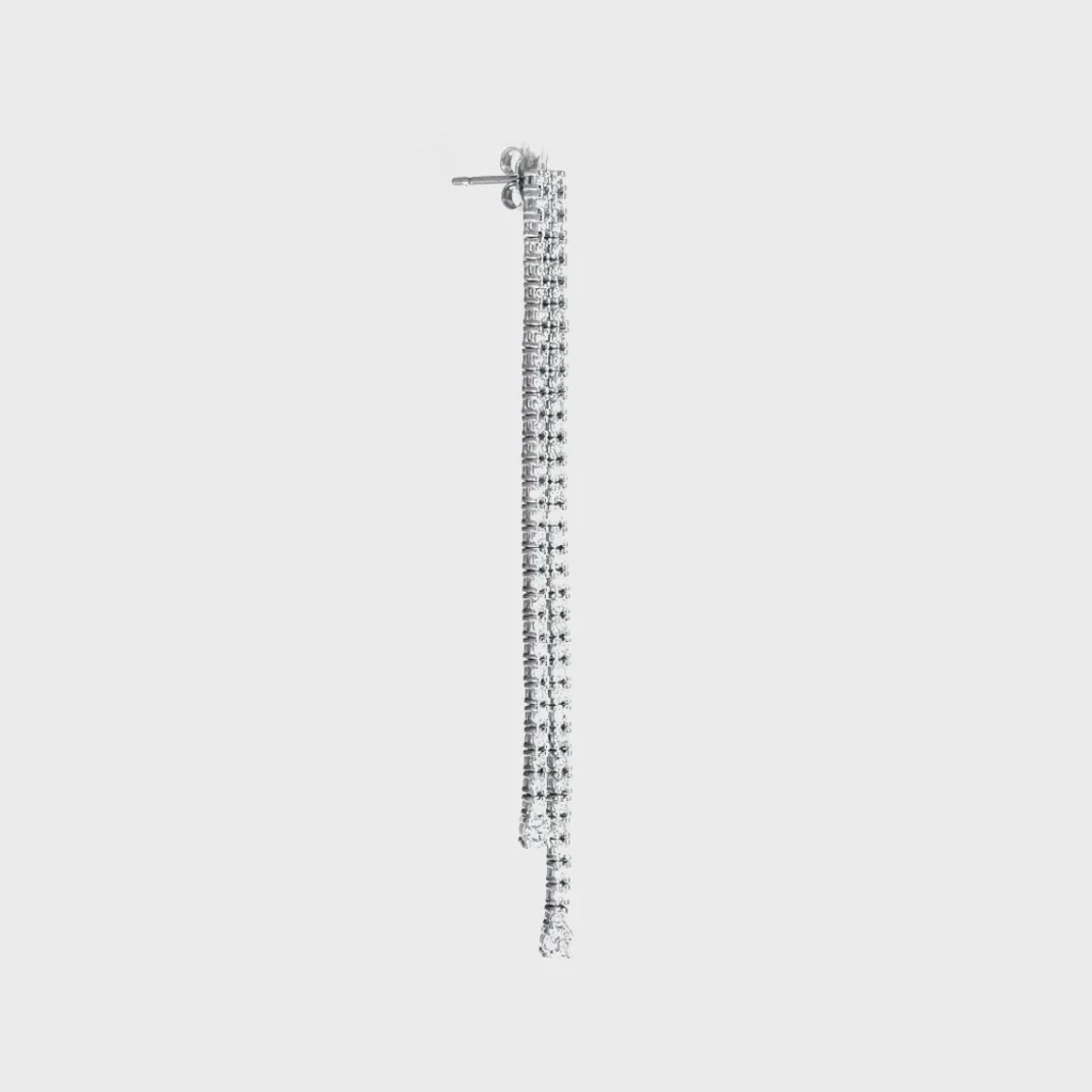 18K WHITE GOLD GRADUATING DROP EARRINGS WITH ROUND DIAMONDS