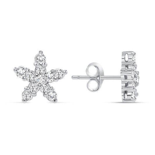 ROUND DIAMOND STAR SHAPE STUD EARRINGS SET - PUSH BACK
